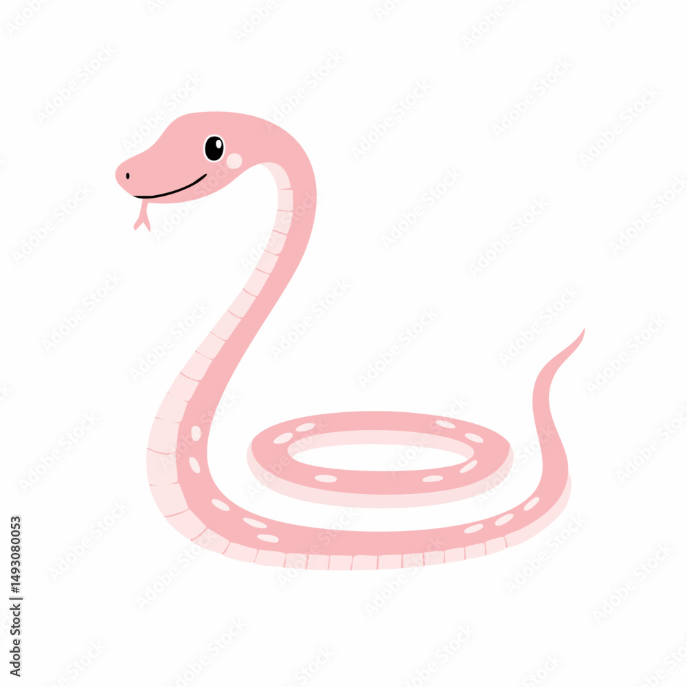Fototapeta premium Cute Pink Snake Vector – Simple and Adorable Reptile Illustration for Design Projects