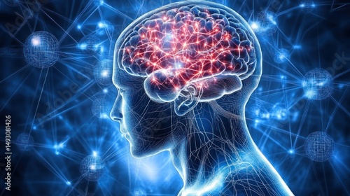 Human brain with neural network