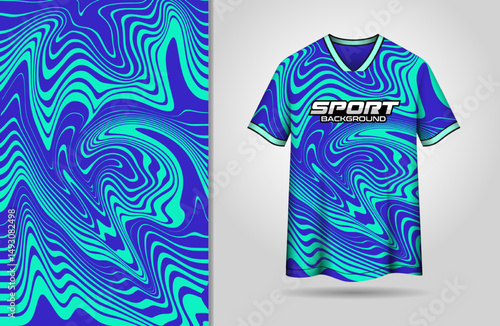 Sport jersey design with blue teal liquify background