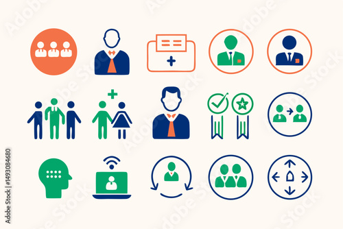 This vector set features a business concept with medical icons as a web illustration and design symbol