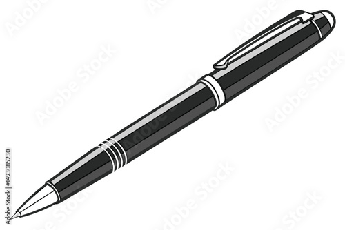 78 matte black metal ballpoint pen, finely detailed, photorealistic, high quality