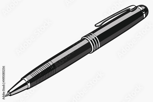 78 matte black metal ballpoint pen, finely detailed, photorealistic, high quality