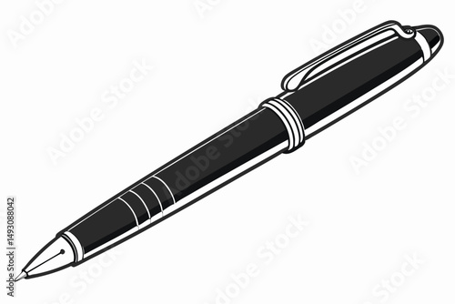 78 matte black metal ballpoint pen, finely detailed, photorealistic, high quality