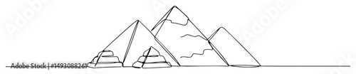 minimal outline vector of egyptian pyramids and desert scene