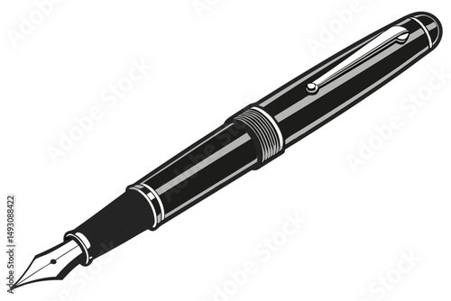 78 matte black metal ballpoint pen, finely detailed, photorealistic, high quality