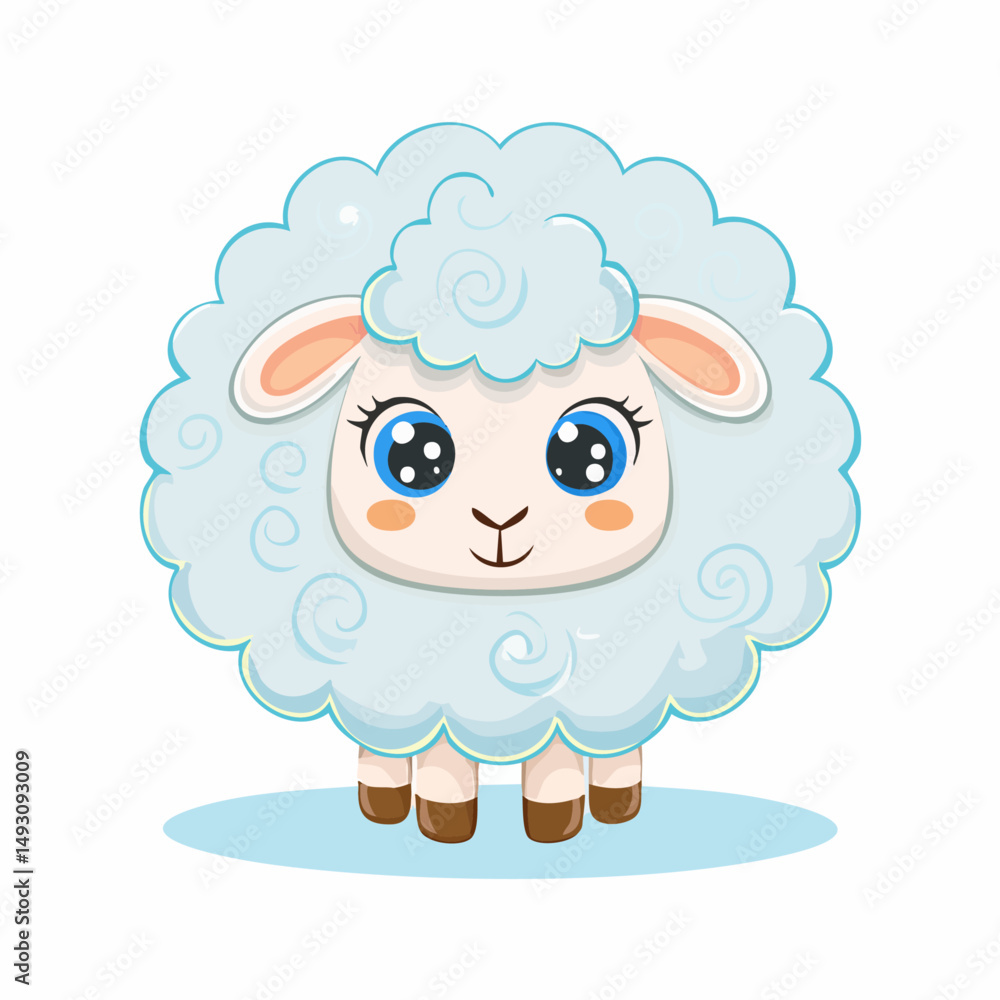Cute Cartoon Sheep with Big Eyes and Curly Wool on White Background – Adorable Animal Vector
Cute Cartoon Sheep with Big Eyes and Curly Wool on White Background – Adorable Animal Vector