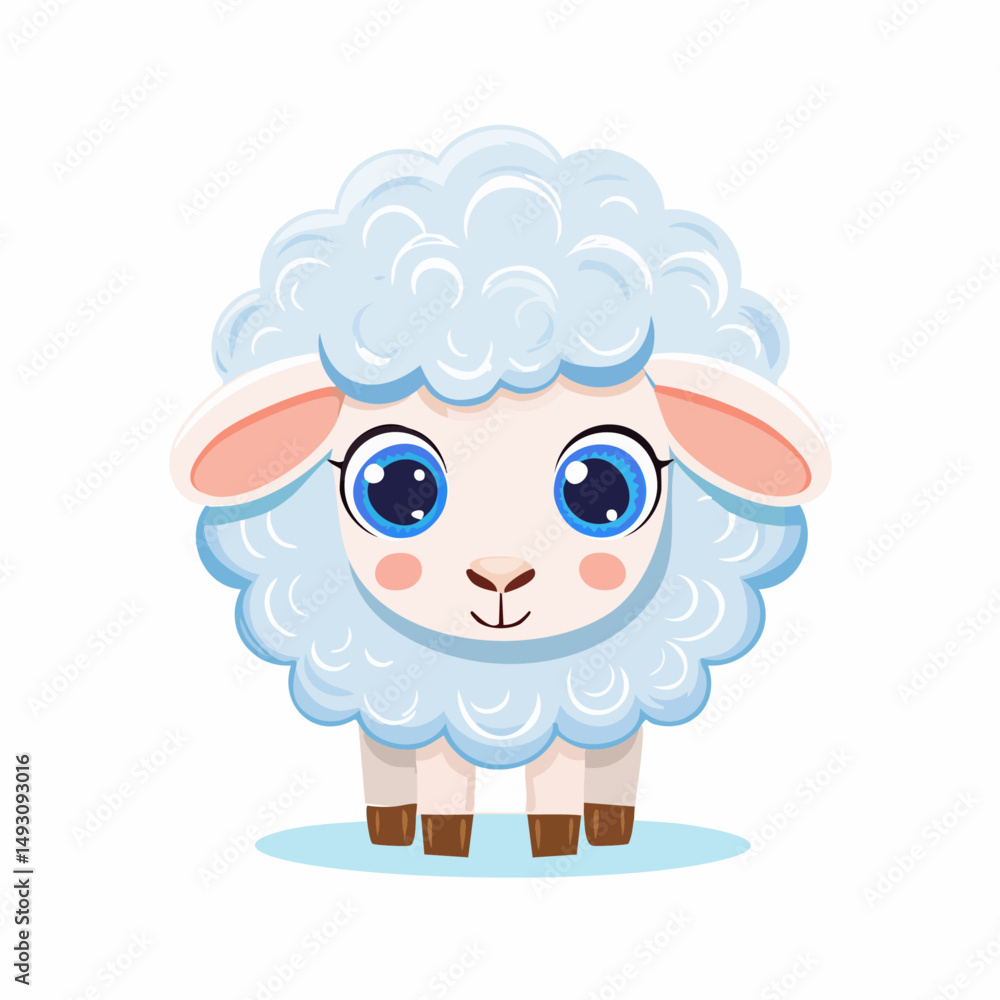 Cute Cartoon Sheep with Big Eyes and Curly Wool on White Background – Adorable Animal Vector
Cute Cartoon Sheep with Big Eyes and Curly Wool on White Background – Adorable Animal Vector
