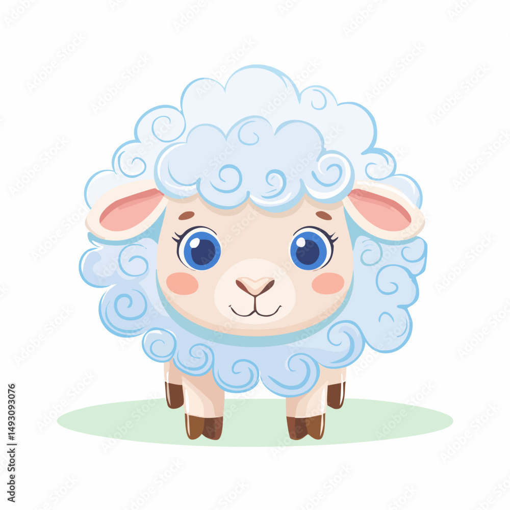 Cute Cartoon Sheep with Big Eyes and Curly Wool on White Background – Adorable Animal Vector
Cute Cartoon Sheep with Big Eyes and Curly Wool on White Background – Adorable Animal Vector