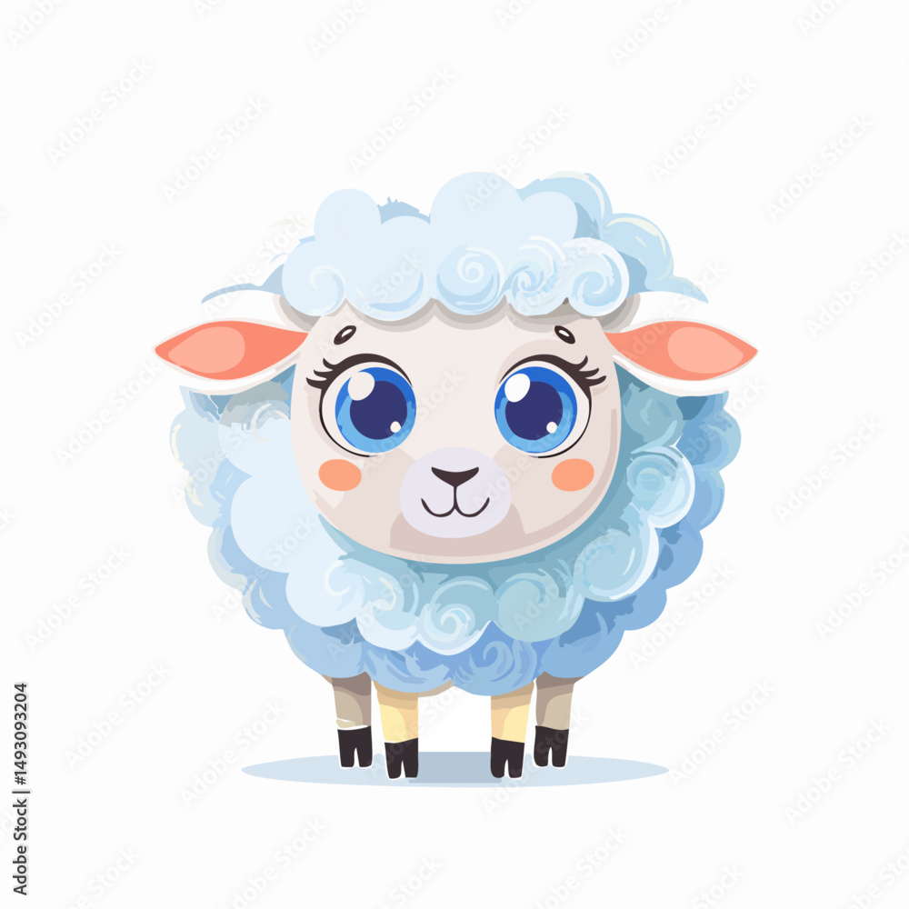 Cute Cartoon Sheep with Big Eyes and Curly Wool on White Background – Adorable Animal Vector
Cute Cartoon Sheep with Big Eyes and Curly Wool on White Background – Adorable Animal Vector