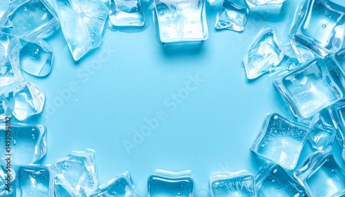 氷、冷やす、熱中症対策をイメージした水色の背景素材