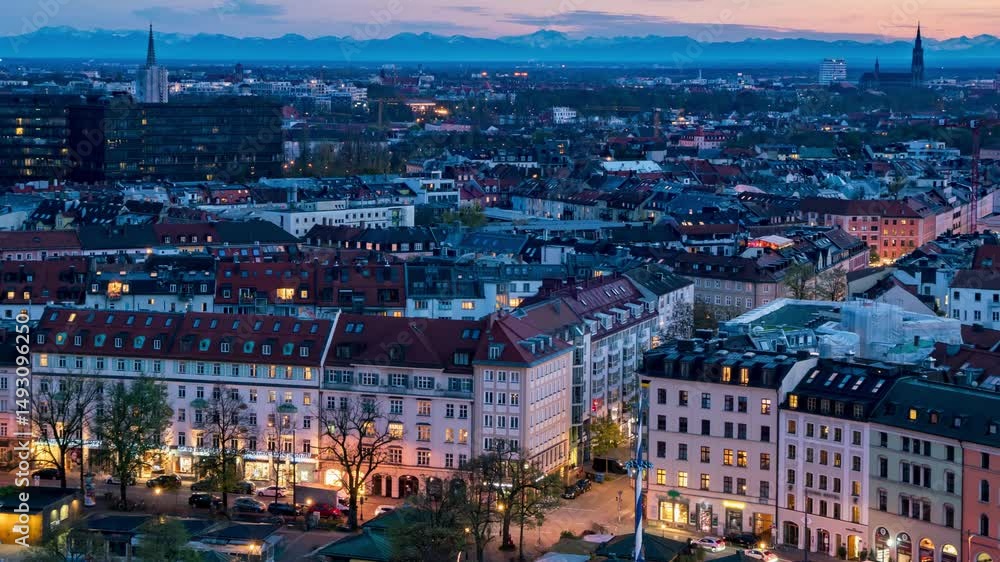 Munich's Weathered Edifices Glowing at Sundown - Hyperlapse Munich's Weathered Edifices Glowing at Sundown - Hyperlapse