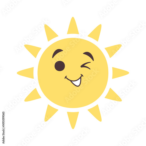 Positive sun winking cartoon character