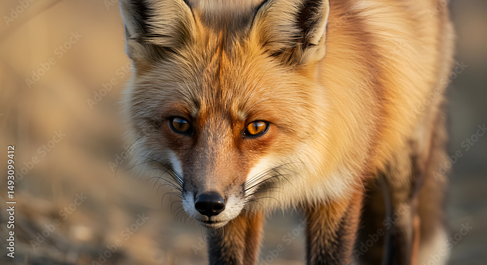 Fototapeta premium Close-Up of Alert Red Fox 