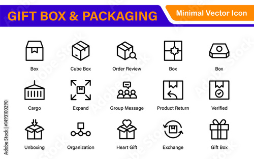 Elegantly Crafted Gift Box and Packaging Icon Set: Perfect for Celebrating Special Occasions, Events, and Holidays with High-Quality Icons that Enhance Branding, Digital Designs, and Print Media