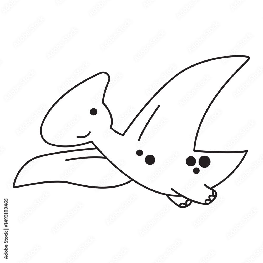 Fototapeta premium Pterodactyl Dinosaur Line Art Illustration