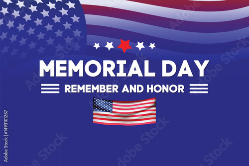 Memorial Day tribute banner with American flag and message to remember and honor heroes