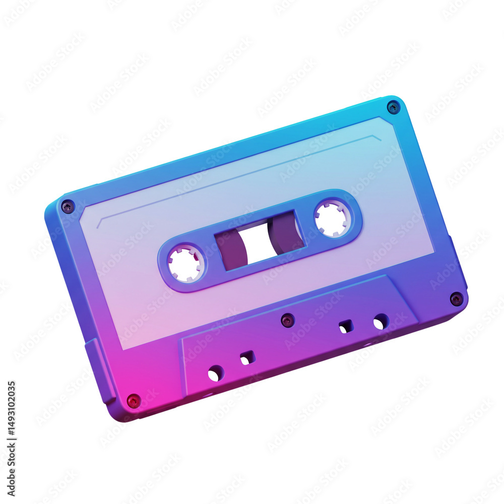 Obraz premium Retro cassette tape in vibrant gradient hues
