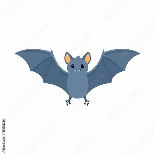 Cute Bat Simple Vector – Minimalist Flat Style Cartoon Flying Bat Illustration Design

