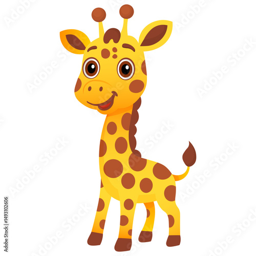 Vector cartoon image of giraffe. Animal concept for children's illustrations, articles, books. Zoo, circus. Element for your design.
