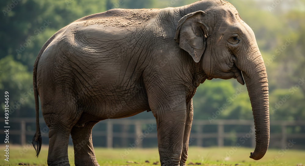 Fototapeta premium Asian Elephant Profile in Indian Habitat