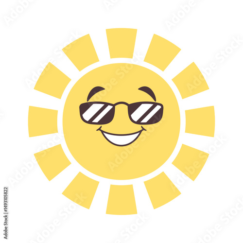 Sun wearing sunglasses cartoon emoticon