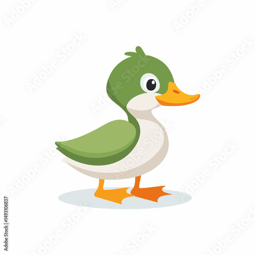 Cute Duck Simple Vector Illustration – Flat Cartoon Yellow Duck for Kids and Fun Design Projects

