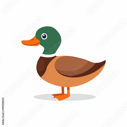 Cute Duck Simple Vector Illustration – Flat Cartoon Yellow Duck for Kids and Fun Design Projects

