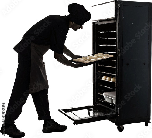 Chef Silhouette Baking Oven Food Preparation Black and White