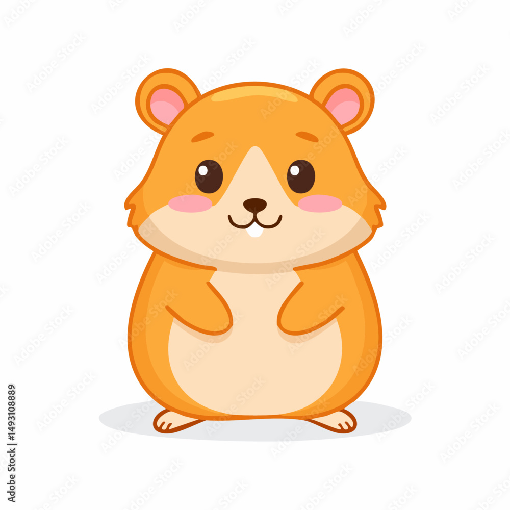 Fototapeta premium Cute Hamster Simple Vector Illustration – Minimal Cartoon Rodent Isolated on White Background