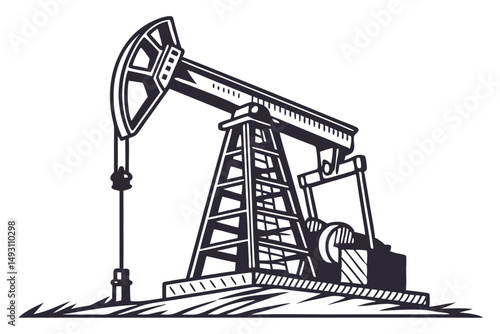  oil pumpjack, industrial machinery, crude oil extraction, energy industry, resource production, metal structure, isolated on transparent background