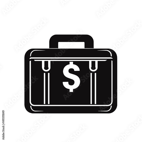 Black briefcase icon featuring a dollar sign representing finance and business