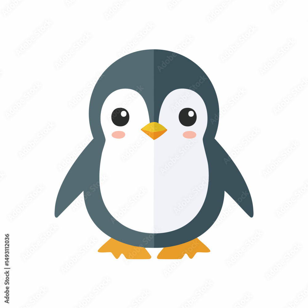 Fototapeta premium Cute penguin in Simple Vector Style – Minimalist Animal Cartoon on White Background