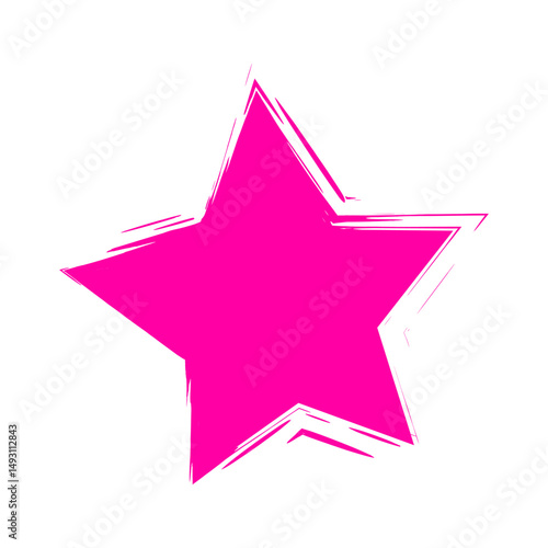 Vibrant irregular rough stars shapes. Trendy textured element. Simple forms isolated on white background.