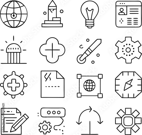 values editable stroke outlines icons set isolated 
