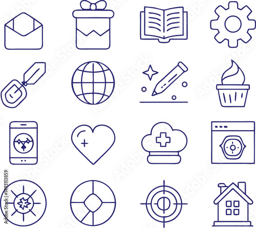 values editable stroke outlines icons set isolated 