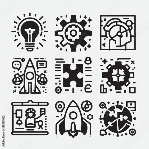 Mental health icons set. Containing depression, anxiety, stress, mental care, empathy, loneliness, bipolar, PTSD, psychology symbol, panic, mind disorder and more. Vector illustration