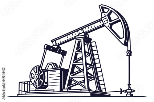  oil pumpjack, industrial machinery, crude oil extraction, energy industry, resource production, metal structure, isolated on transparent background