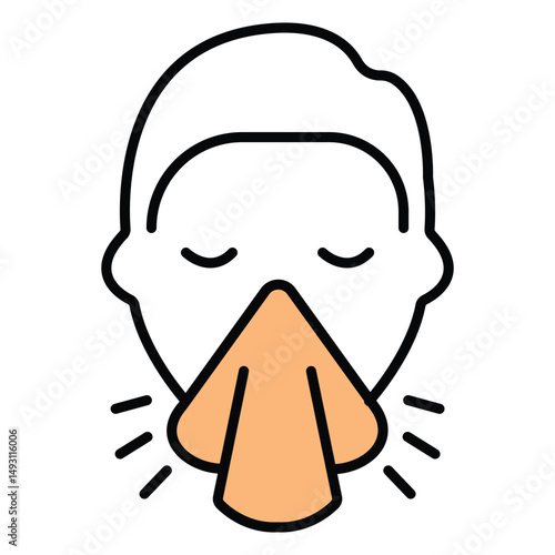 Sneezing Vector Icon Depicting Respiratory Health Issues