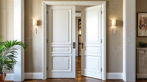 white double wooden doors, interior doors