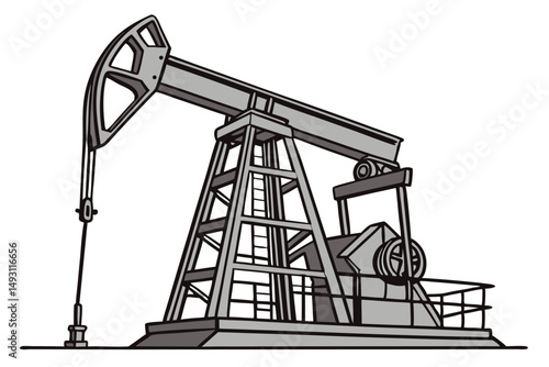  oil pumpjack, industrial machinery, crude oil extraction, energy industry, resource production, metal structure, isolated on transparent background