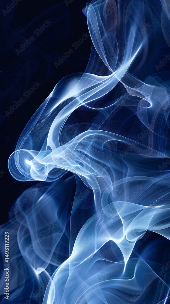 Obraz premium Abstract Blue Smoke Swirls, Ethereal Vapor Background