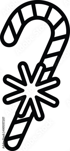 Christmas Candy Cane Line Art – Festive Holiday Vector Illustration