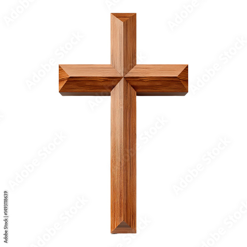 Wallpaper Mural A close-up shot of a wooden cross, representing faith, hope and spirituality. This cross has intricate design and warm wood tones Torontodigital.ca