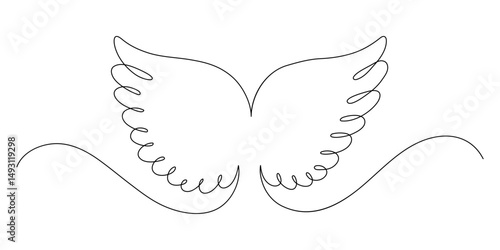 Angel wings. Continuous line drawing.