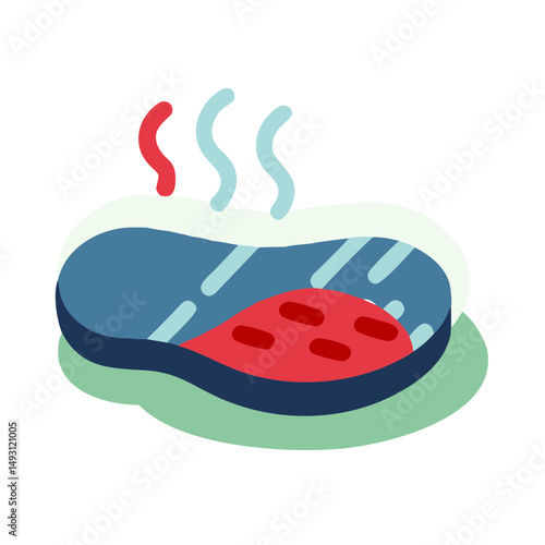 Minimalist vector illustration of a hot grilled fish steak, great for seafood menus, healthy eating, or culinary branding.
