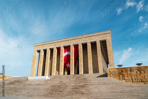 Anitkabir,Mausoleum of Ataturk with beautiful sky.Ankara,Turkey.