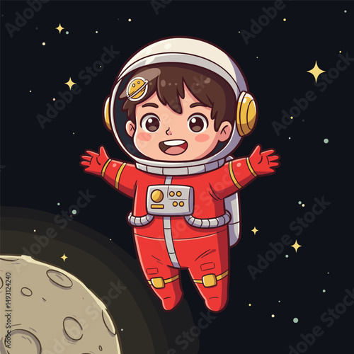 An astronaut gazing at Saturn’s rings from a nearby moon.