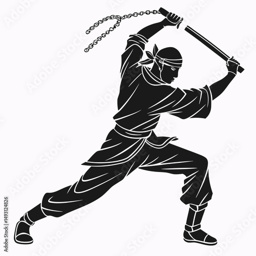 martial art Vector or karate silhouettes vector illustration Japan and China traditional martial art. self-defense presentation symbols. body poses icons. Karate poses signs