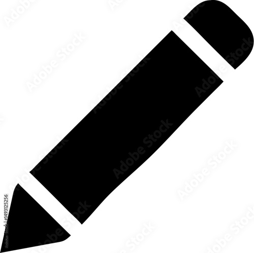 Simple Pen Icon: A high-contrast, clean silhouette of a pen, representing the essence of writing, creativity, and design.