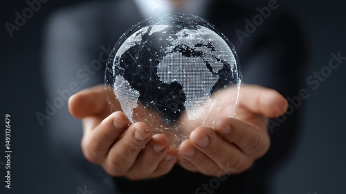 Virtual AI globe illustrating key investment areas and wealth zones, perfect for finance or technology content.
